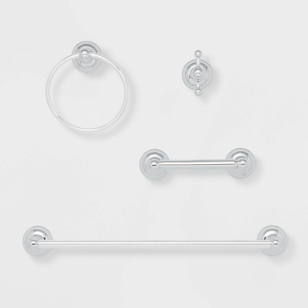 4pc Classic Bath Hardware Set Chrome - Threshold